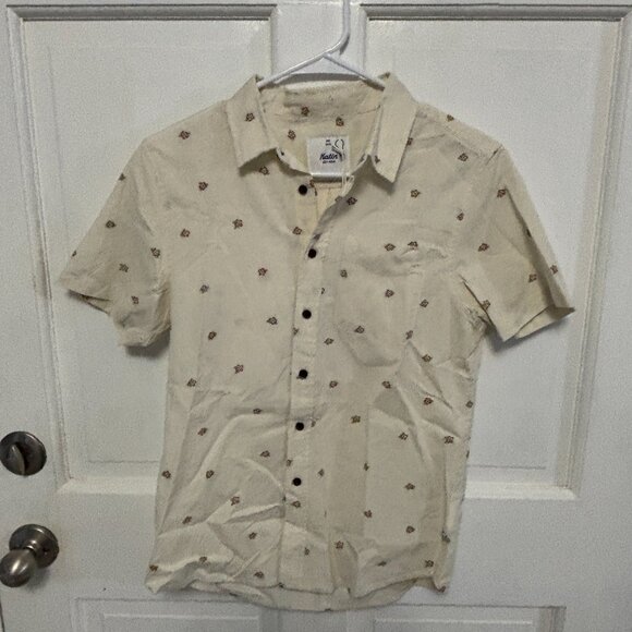 Boys Katin Cream Floral Patterned Button Down Shirt.  Size 10-12 - Picture 4 of 8